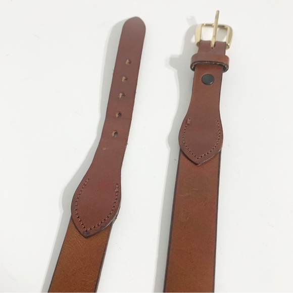 Unbranded Smooth Leather Belt Brass Toned Hardware Squared Belt Buckle 🟫 - Picture 5 of 7